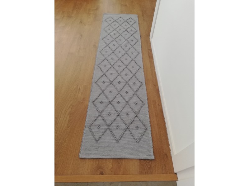 (Esgotado) Passadeira artesanal cor cinza médio 50x200 - 100% algodão